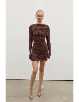 Bayse Kai Mini Dress in Chocolate Size S / AU 8 for rent on The Volte - image 1