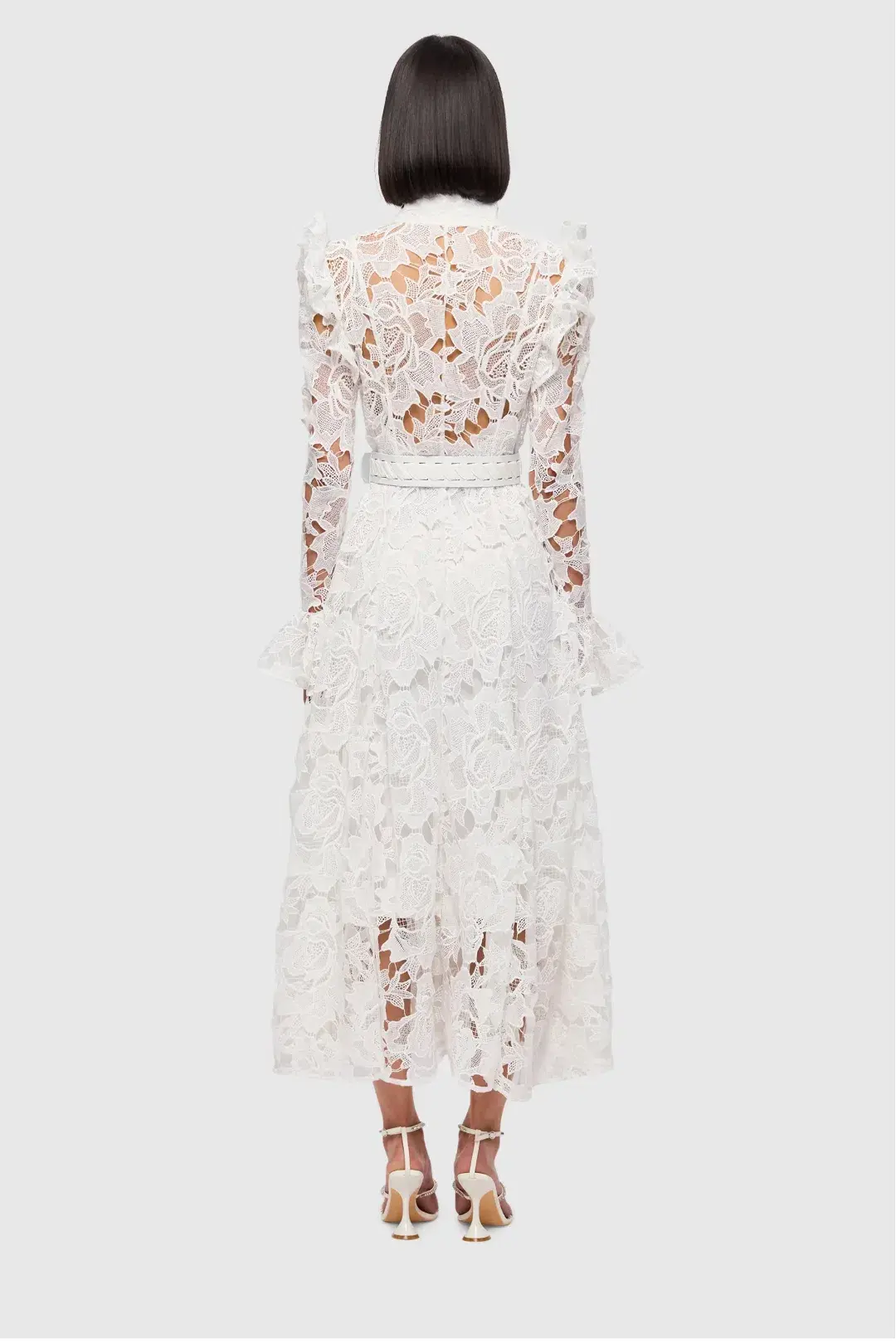 Leo Lin Leo Lin Aliyah Lace Butterfly Sleeve Midi Dress Snow Size AU 12 - Image 1