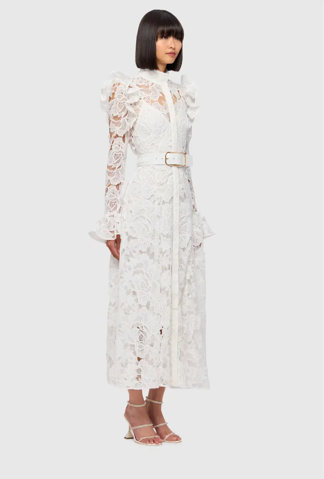 Leo Lin Leo Lin Aliyah Lace Butterfly Sleeve Midi Dress Snow Size AU 12 - Image 3