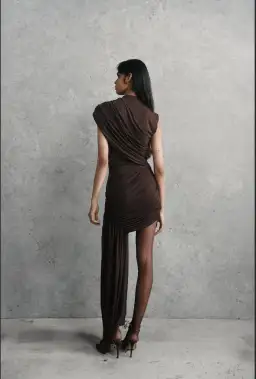 De La Vali Ravenna Mini Dress in Chocolate Size AU 8 for rent on The Volte - image 3