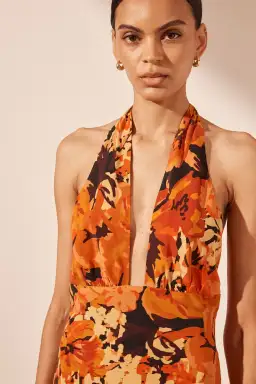 Shona Joy Santos Silk Plunged Halter Mini Dress Size 8 for rent on The Volte - image 3