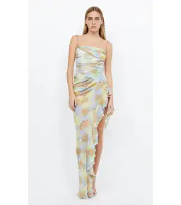 Bec & Bridge Zephy Asym Dress in Blue Blossom Size AU 6