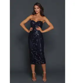 Elle Zeitoune Jones Midi Dress Midnight Size AU 12 for rent on The Volte - image 1