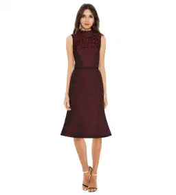 Camilla and Marc Monochrome Knee-Length Dress Burgundy Print Size AU 12