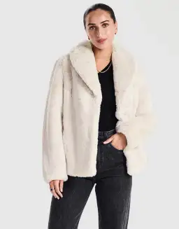 Ena Pelly Marni Faux Fur Jacket Bone Size AU 12