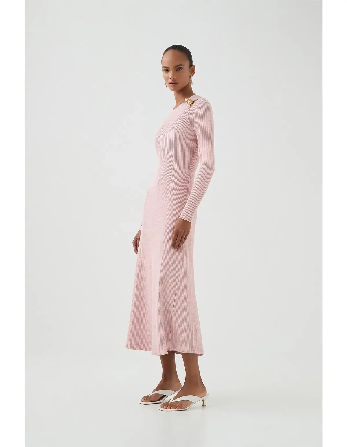 Aje Nina Knit Midi Dress Pink Marle Size M / AU 10 - Image 2