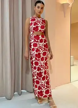 Sir the Label Cinta Cut Out Midi Dress in Valentina Floral Print Size 8 for rent on The Volte - image 1