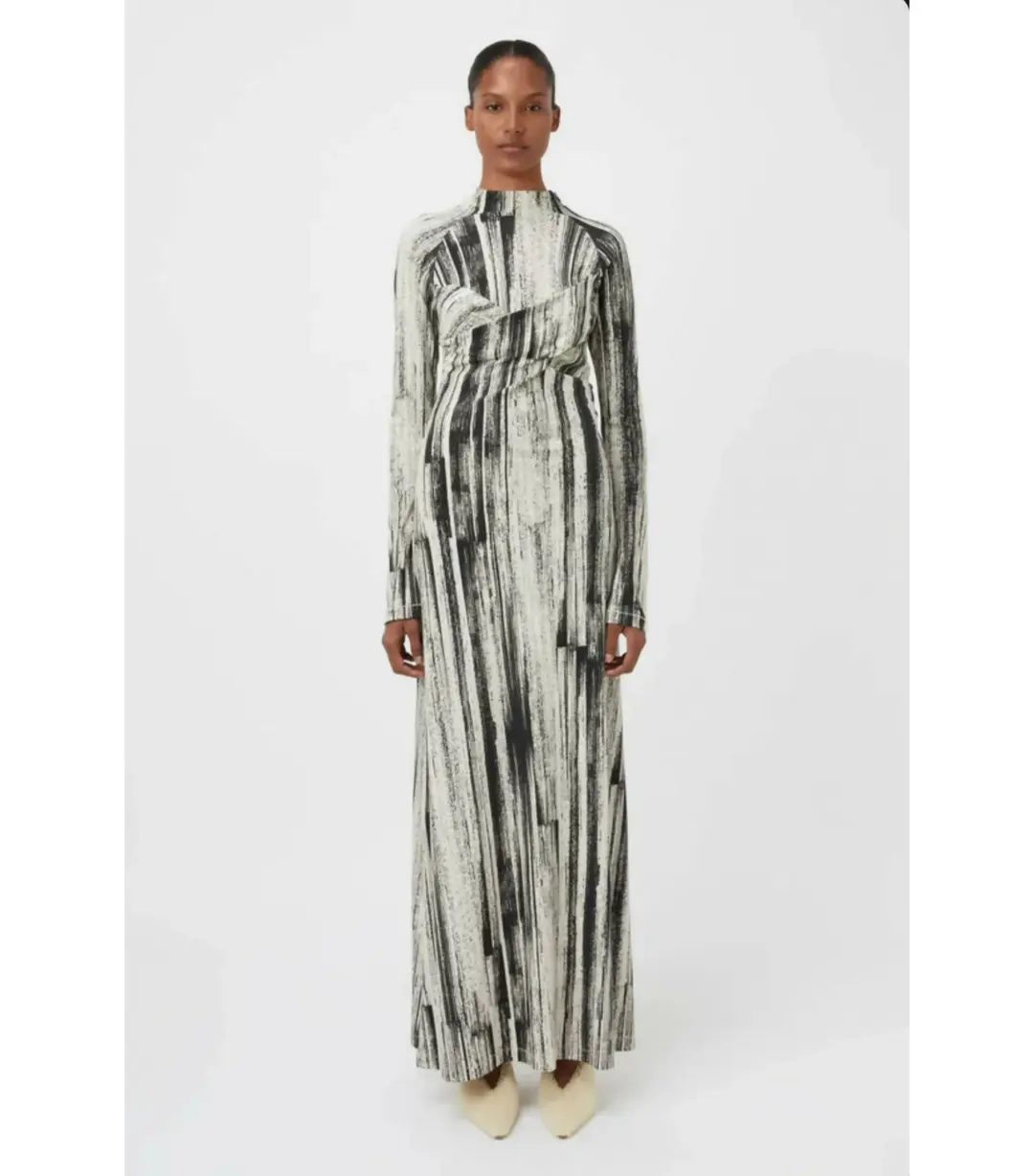 Camilla and Marc Arch Long Sleeve Midi Dress in Black Print Size AU 8 for rent on The Volte - main image