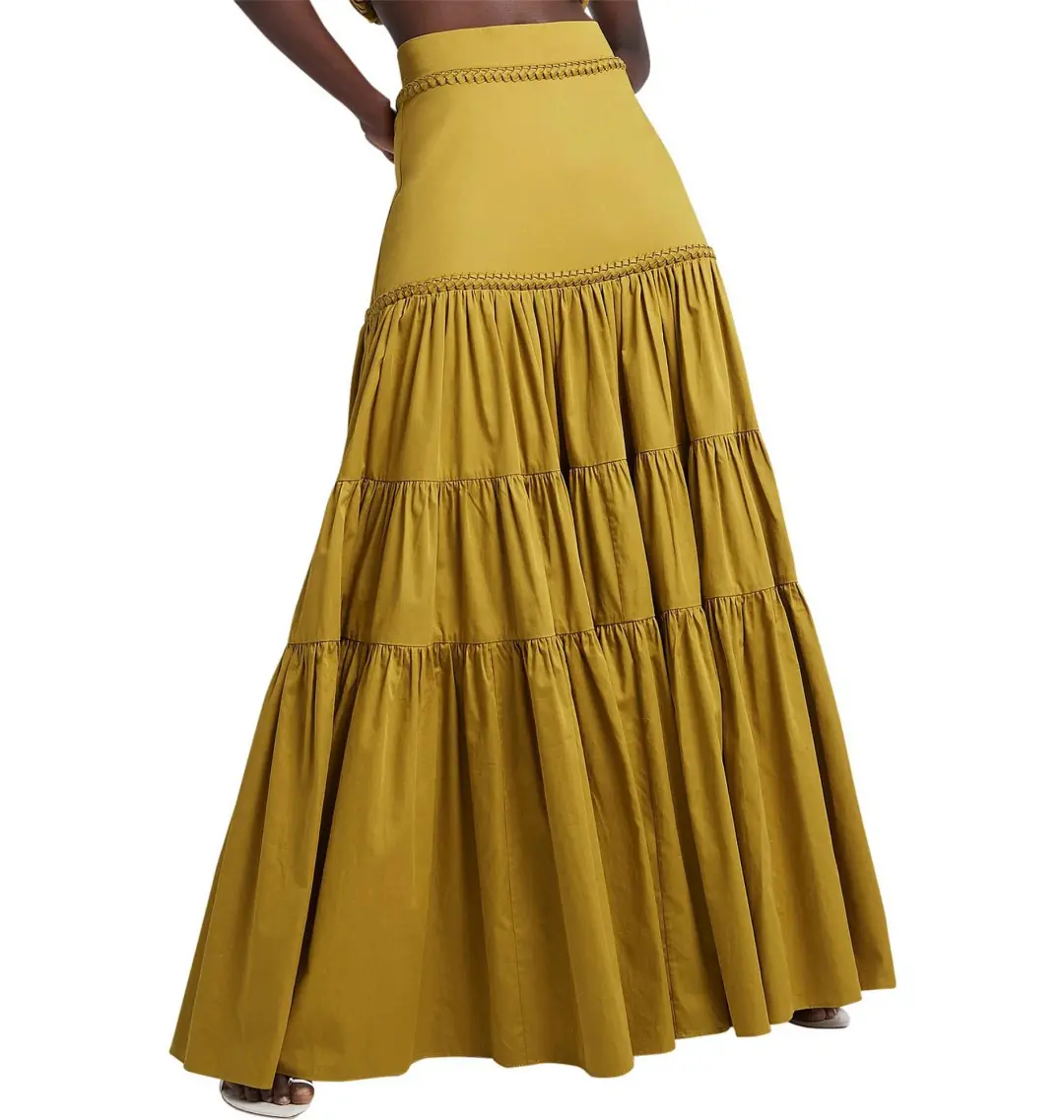 AJE Medina Casabianca Braided Tiered Skirt Yellow Size 16 for rent on The Volte - main image