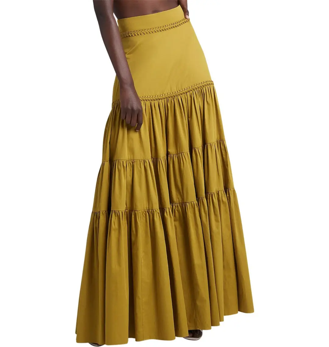 AJE Medina Casabianca Braided Tiered Skirt Yellow Size 16 for rent on The Volte - main image