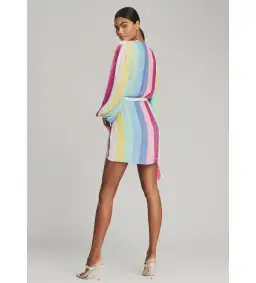 Retrofete Gabrielle Robe Sequin Dress Unicorn Stripe Rainbow Size 8/S for rent on The Volte - image 2