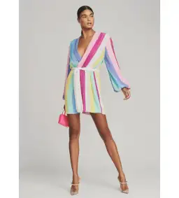 Retrofete Gabrielle Robe Sequin Dress Unicorn Stripe Rainbow Size 8/S for rent on The Volte - image 1