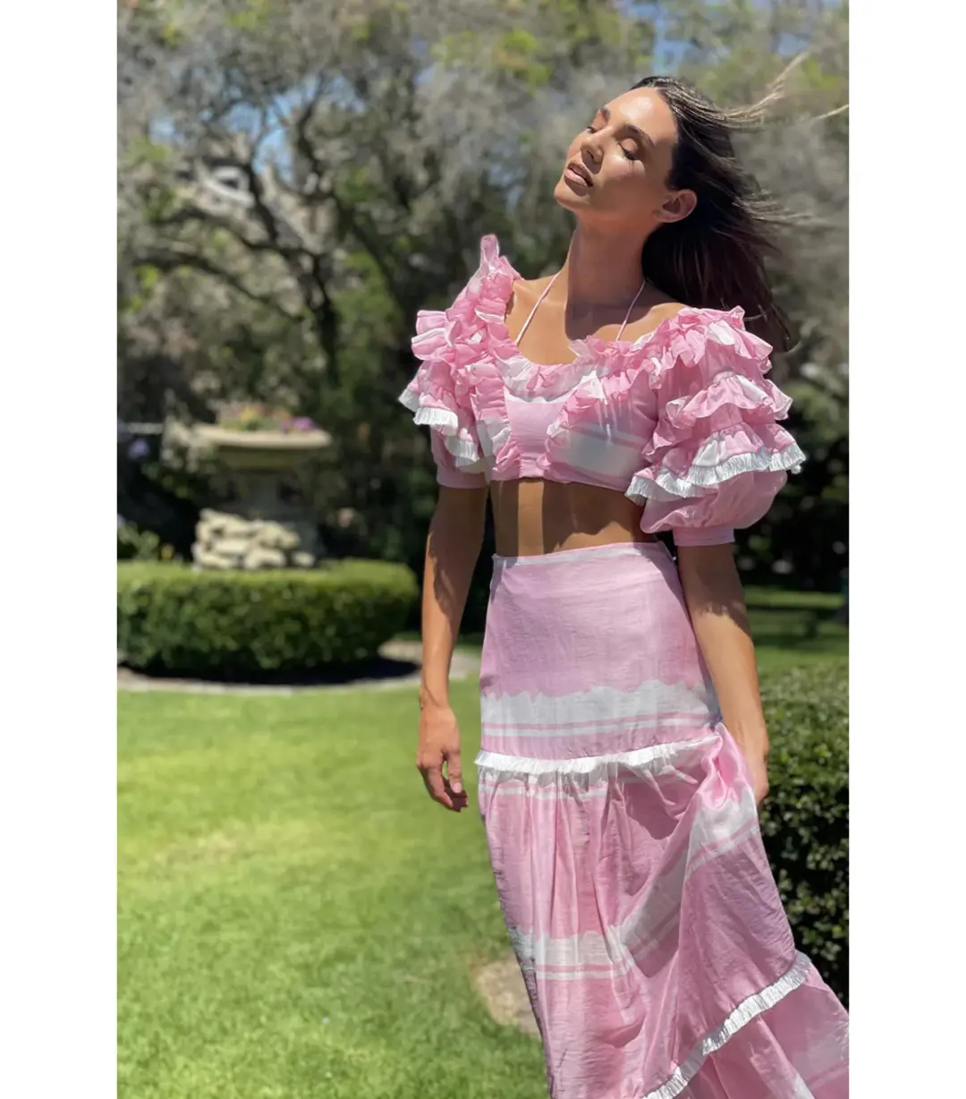 Mackenzie Mode Storybook Top and Maxi Skirt Pink White Set Size 6/XS for rent on The Volte - main image