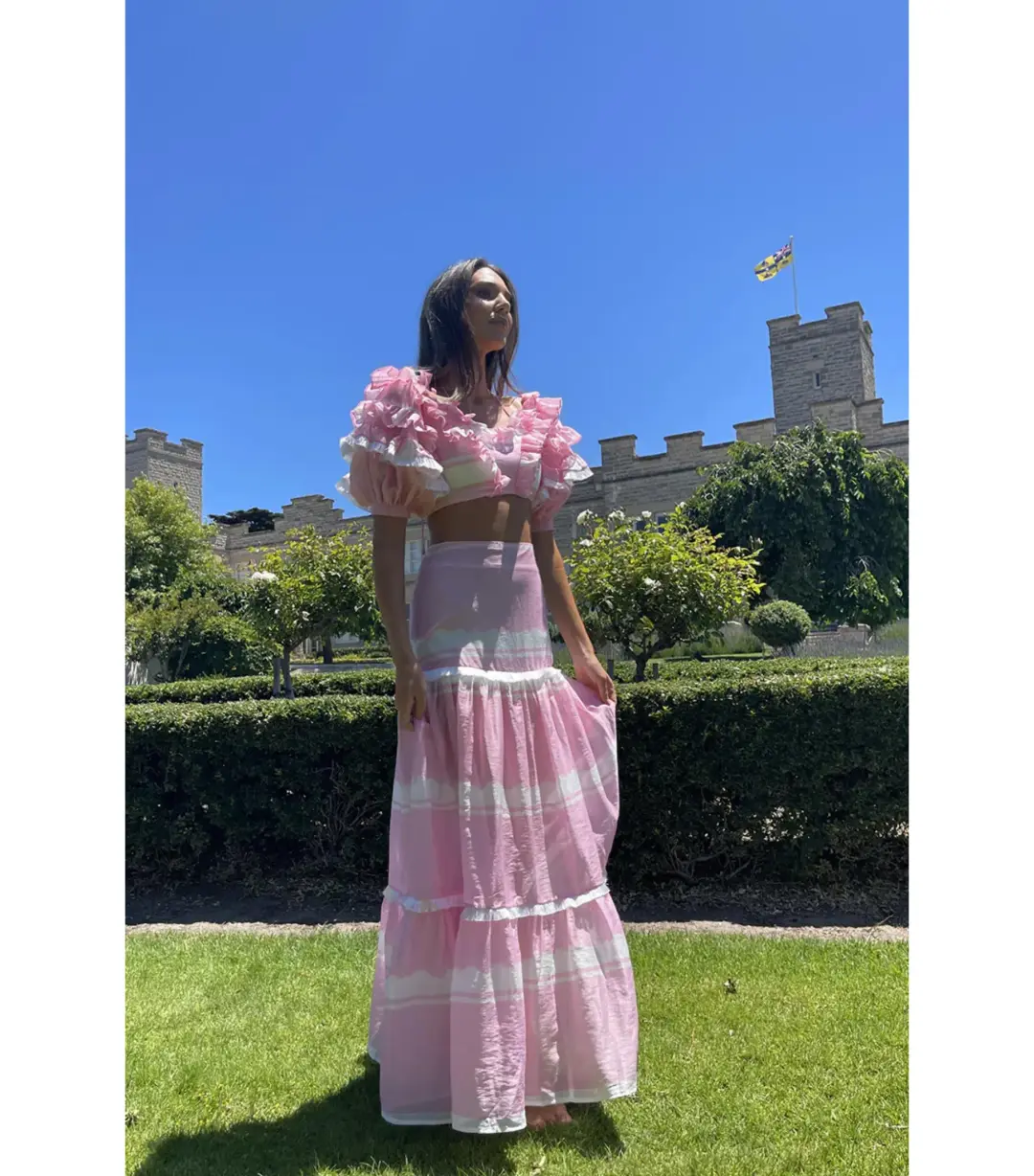 Mackenzie Mode Storybook Top and Maxi Skirt Pink White Set Size 6/XS for rent on The Volte - main image