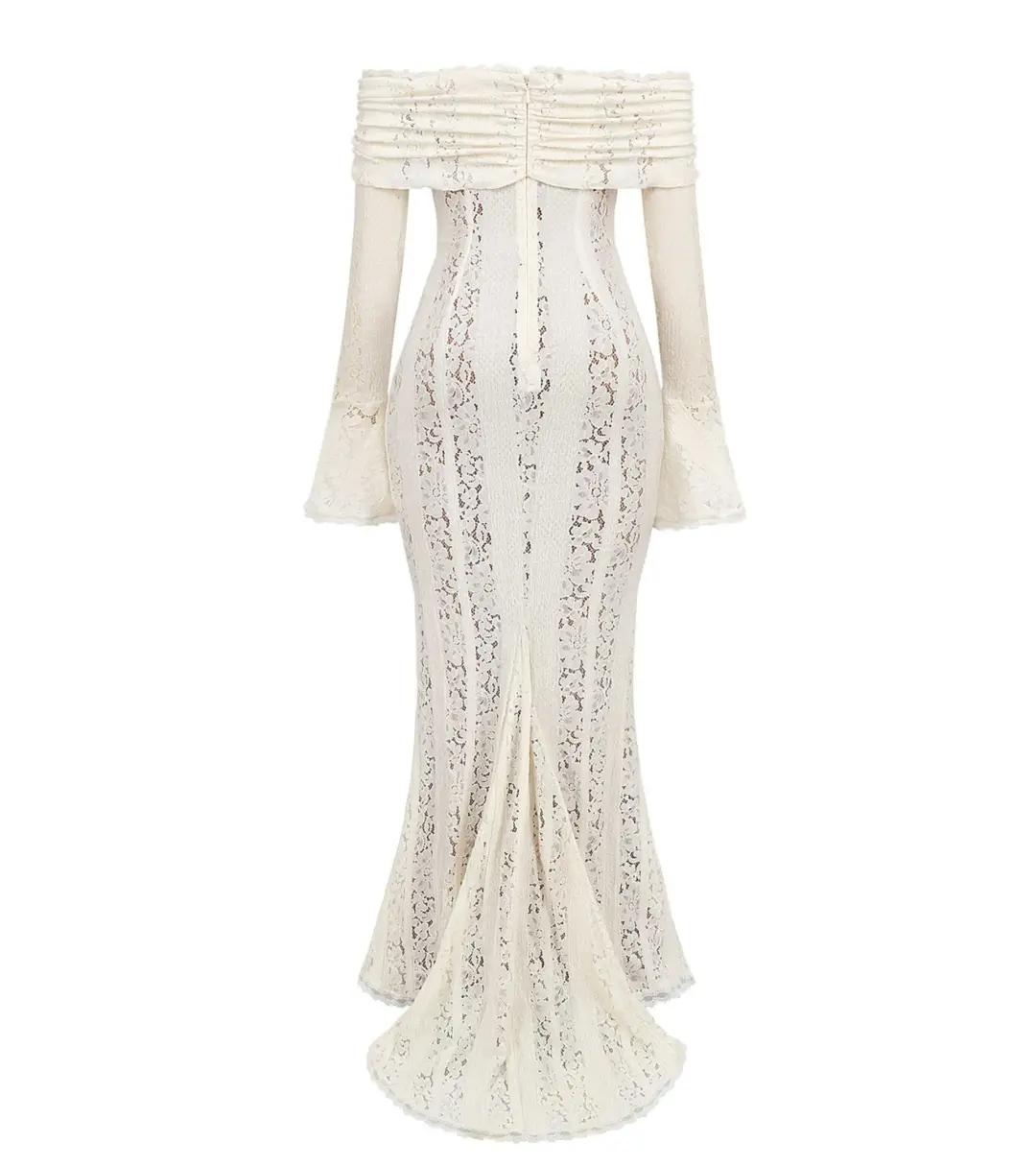 House of CB Belle Vintage Cream Floral Lace Off Shoulder Maxi Dress - Size L / AU 8-10 for rent on The Volte - main image