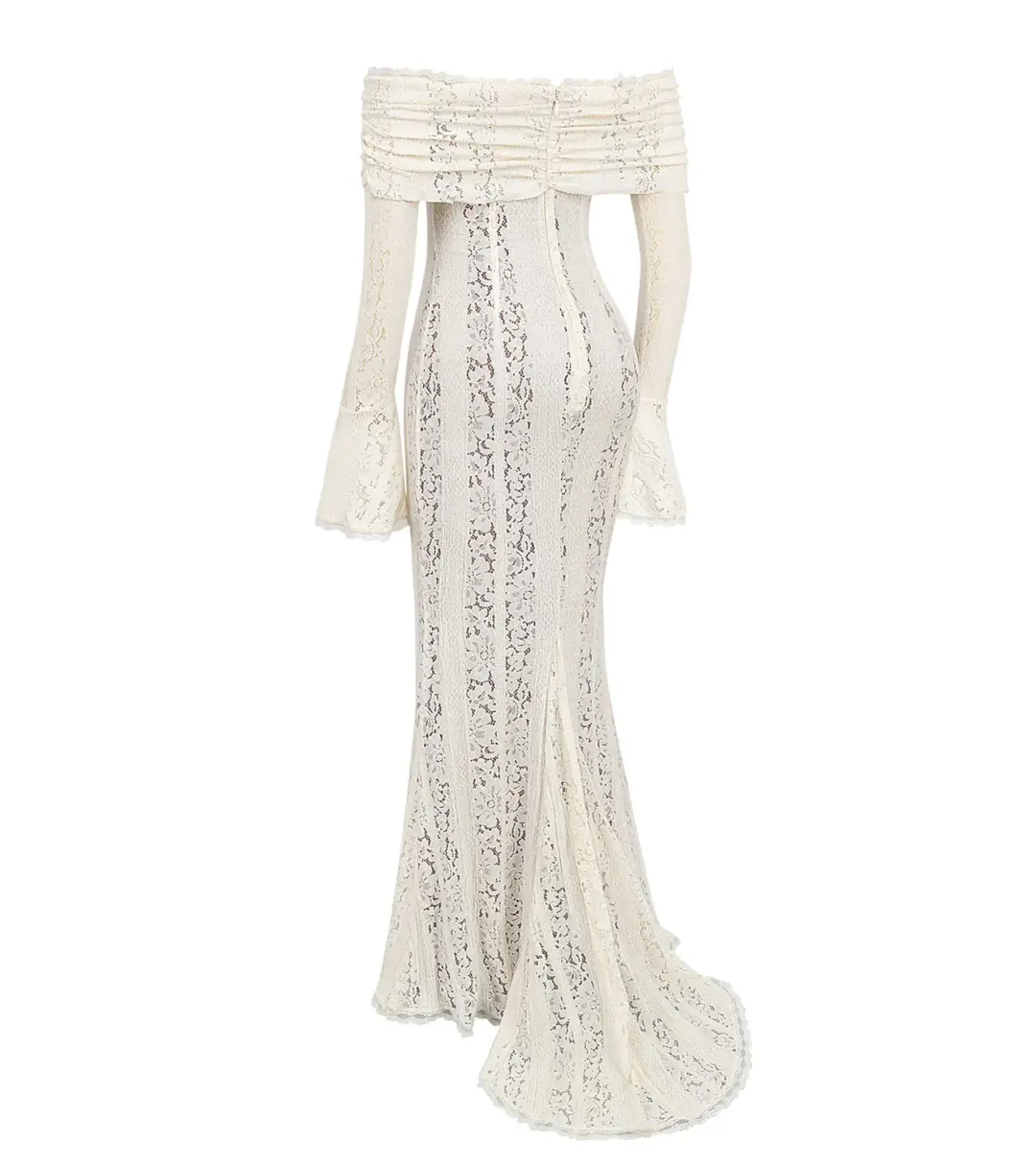 House of CB Belle Vintage Cream Floral Lace Off Shoulder Maxi Dress - Size L / AU 8-10 for rent on The Volte - main image