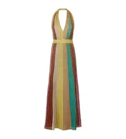 Missoni Striped Lurex Halter Maxi Dress Size AU 12 for rent on The Volte - image 2