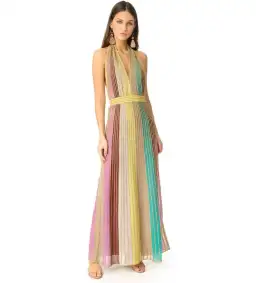 Missoni Striped Lurex Halter Maxi Dress Size AU 12 for rent on The Volte - image 1