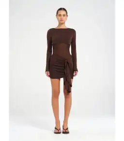 Benni Juni Mini Dress in Chocolate Size AU 8