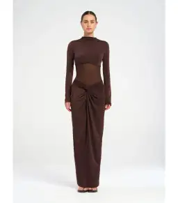 Benni Dora Maxi Dress Chocolate Size 8