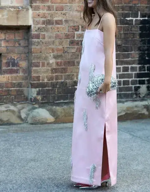 Alemais Cindy Embellished Slip Midi Dress Pink Size 6 for rent on The Volte - main image