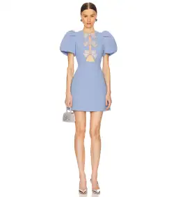 Rebecca Valance Juliana Puff Sleeve Mini Dress in Blue Size AU 4 for rent on The Volte - image 1