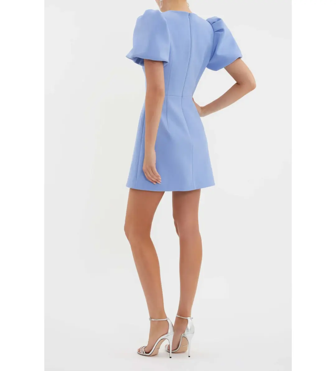 Rebecca Valance Juliana Puff Sleeve Mini Dress in Blue Size AU 4 for rent on The Volte - main image