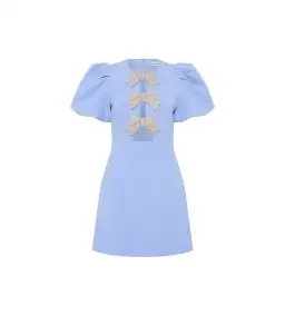 Rebecca Valance Juliana Puff Sleeve Mini Dress in Blue Size AU 4 for rent on The Volte - image 6