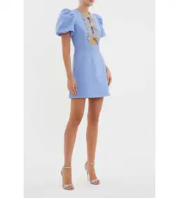 Rebecca Valance Juliana Puff Sleeve Mini Dress in Blue Size AU 4 for rent on The Volte - image 5