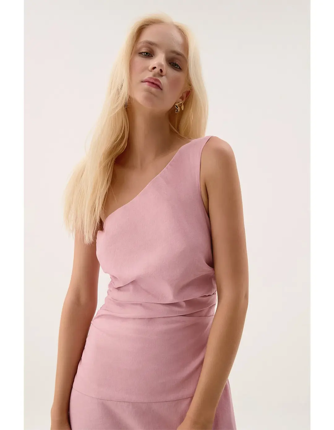 Aje Daze One Shoulder Maxi Dress in Dusty Pink Size AU 8 for rent on The Volte - main image