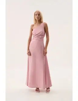 Aje Daze One Shoulder Maxi Dress in Dusty Pink Size AU 8 for rent on The Volte - image 1