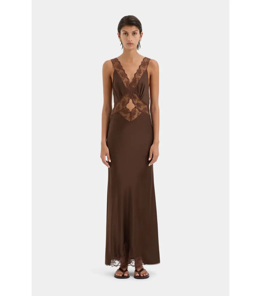Sir the Label Aries Cut Out Dress Chocolate Size 3 / AU 12 for rent on The Volte - main image