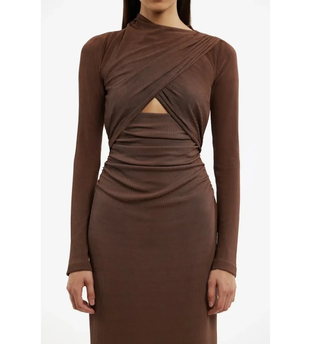 Significant Other Gabriana Long Sleeve Midi Dress in Brown Size AU 10 for rent on The Volte - main image