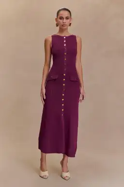 Meshki Sawyer Sleeveless Buttoned Maxi Dress Plum Size XXS / AU 4