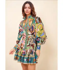 Alemais Evergreen Mini Dress In Multi Print Size 10