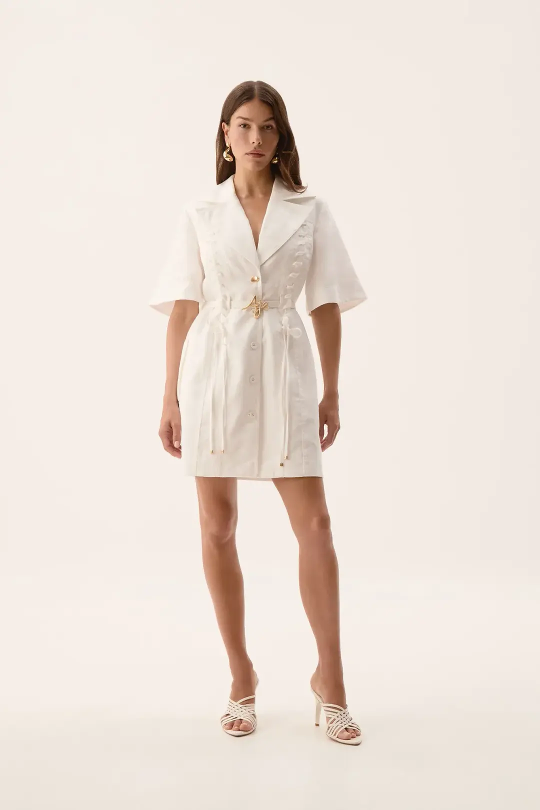 Aje Ana Mini Dress Ivory Size 12 for rent on The Volte - main image