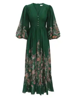 Zimmermann Rhiannon Plunge Maxi Dress Green Multi Paisley Size 3 / AU 14 for rent on The Volte - image 5