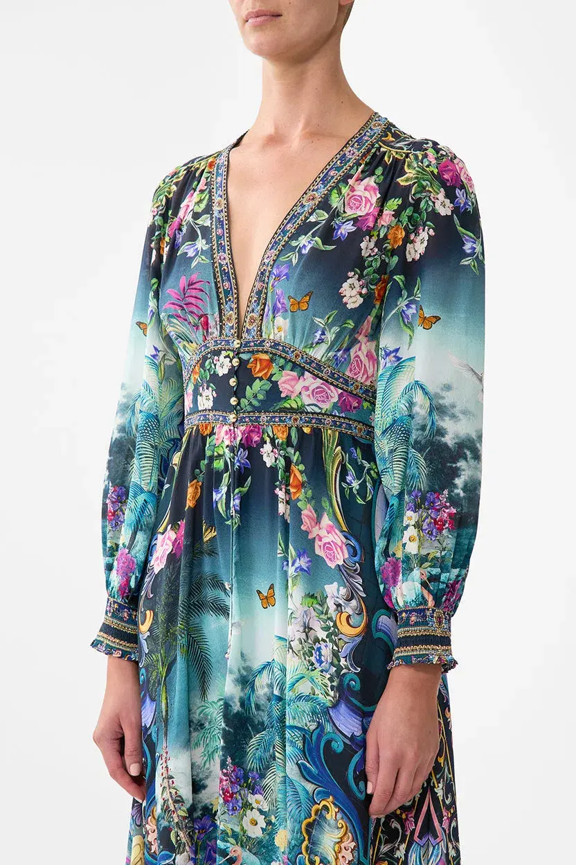 Camilla Basked In Baroque Button Maxi Dress With Shaped Waistband Multi Size 14/L for rent on The Volte - main image