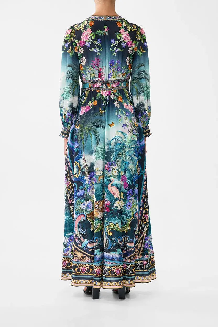 Camilla Basked In Baroque Button Maxi Dress With Shaped Waistband Multi Size 14/L for rent on The Volte - main image