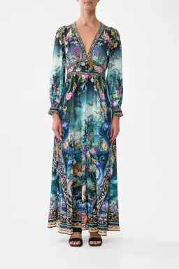 Camilla Basked In Baroque Button Maxi Dress With Shaped Waistband Multi Size 14/L for rent on The Volte - image 1