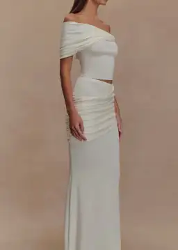 Meshki Irene Top & Skirt Set Ivory Size AU 8 for rent on The Volte - image 3