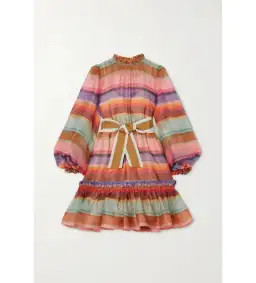 Zimmermann The Lovestruck Belted Striped Silk-Organza Mini Dress Multi Size 0/AU 8 for rent on The Volte - image 3