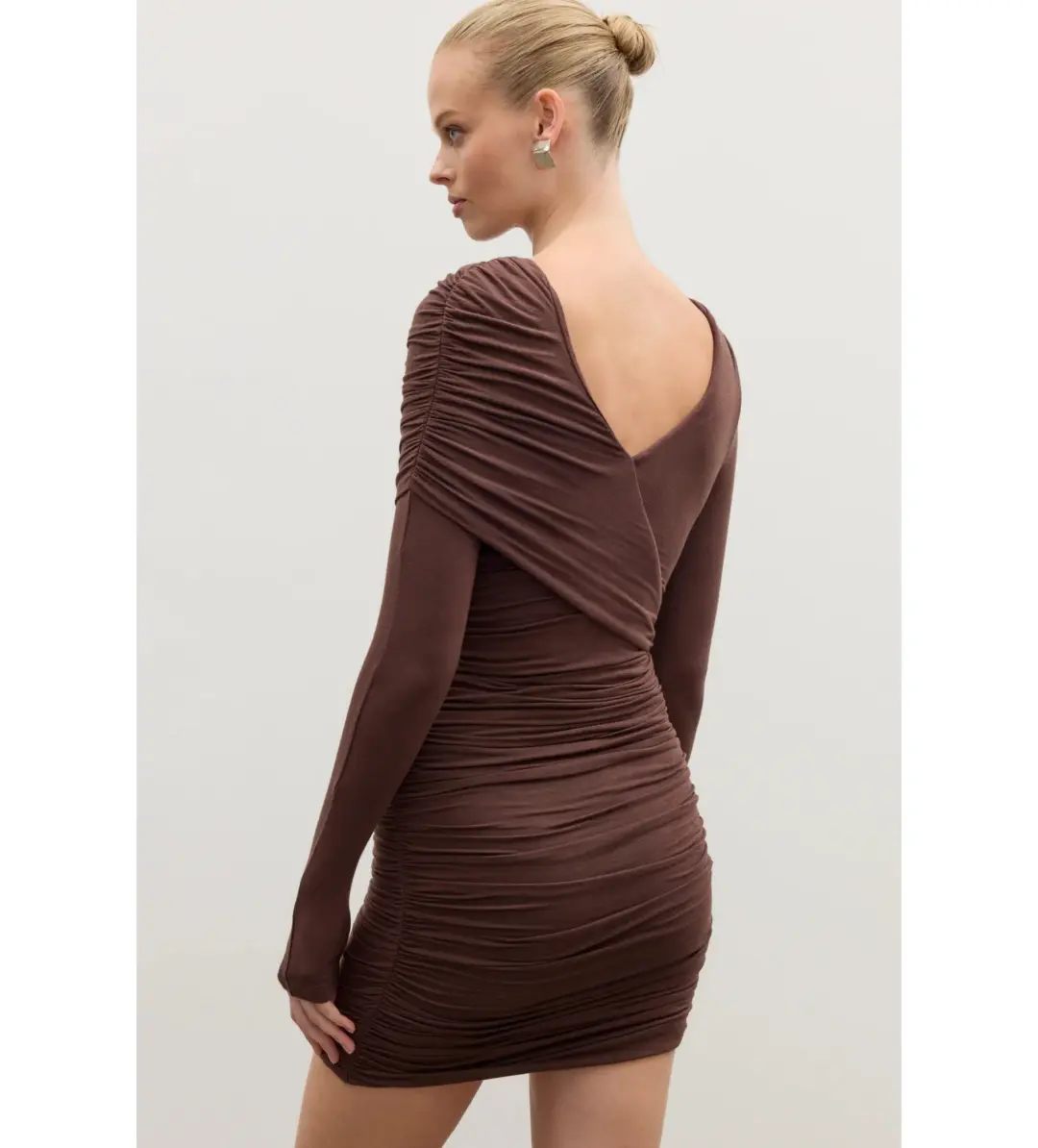 Bayse Kai Mini Dress Chocolate Size XS/AU 6 for rent on The Volte - main image