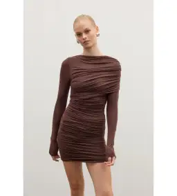 Bayse Kai Mini Dress Chocolate Size XS/AU 6 for rent on The Volte - image 2