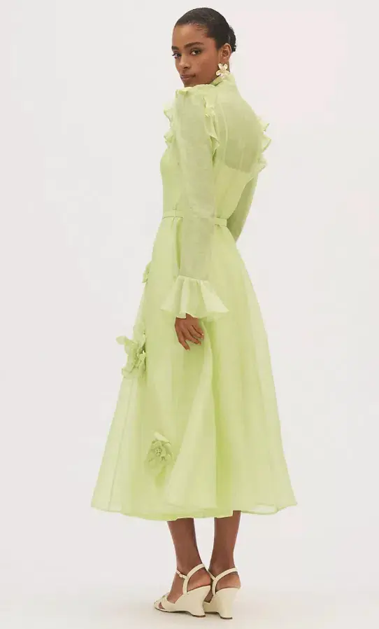 Leo Lin Katrina Butterfly Midi Chartreuse Size AU 12 for rent on The Volte - main image