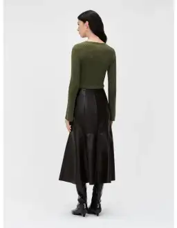 Veronika Maine Olive Merino Cotton Flared Sleeve Knit Size 8/S for rent on The Volte - image 3