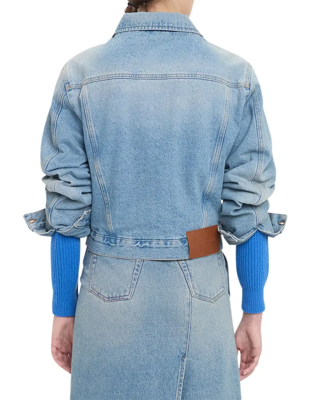 Victoria Beckham Padded Denim Jacket Pale Blue Wash Size for rent on The Volte - main image