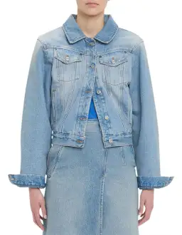 Victoria Beckham Padded Denim Jacket Pale Blue Wash Size for rent on The Volte - image 1