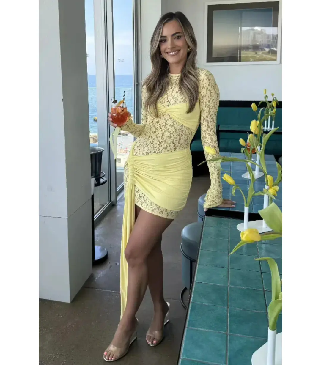 Deconduarte Ortigia Mini Dress in Baby Yellow Size AU 8 for rent on The Volte - main image