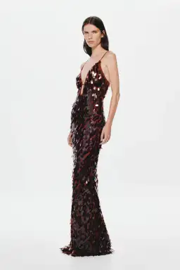 Misha Sapphire Sequin Maxi Dress in Fig Size 8/S for rent on The Volte - image 2